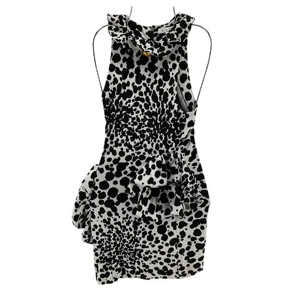 Area Ruffled Black White Flower Mini Dress Size S - Picture 2 of 6